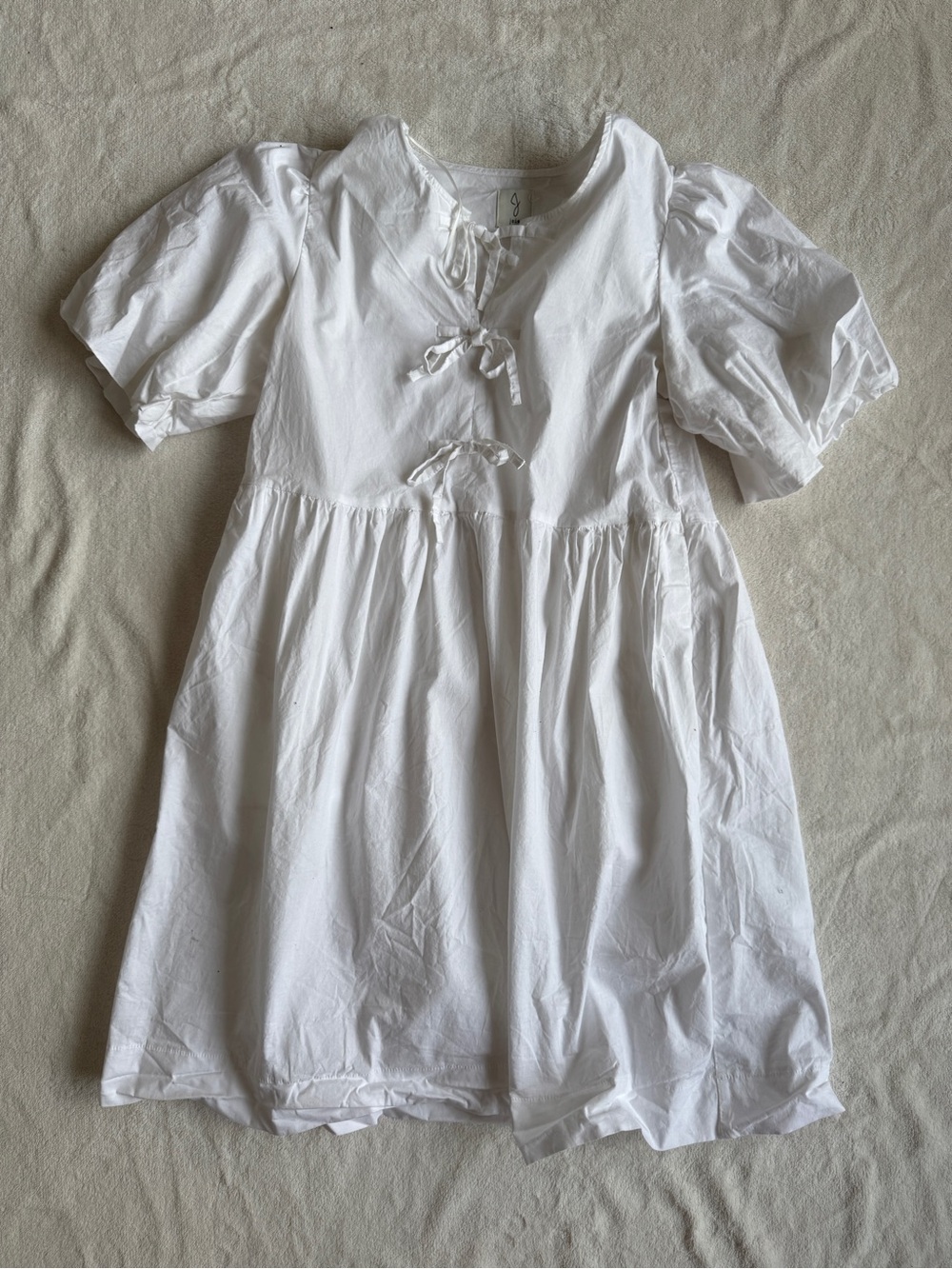 Joie - Babydoll Mini White Cotton Puff-Sleeve Dress